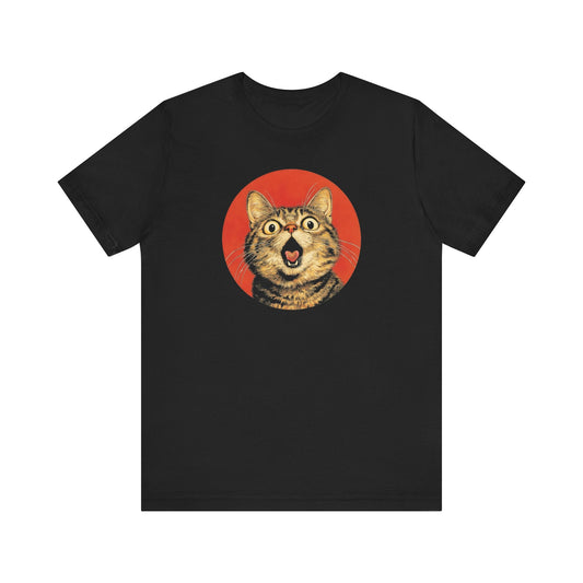 Surprised Cat Graphic Tee Ã¢â‚¬â€œ Bold Vintage Style Cat Lover Shirt
