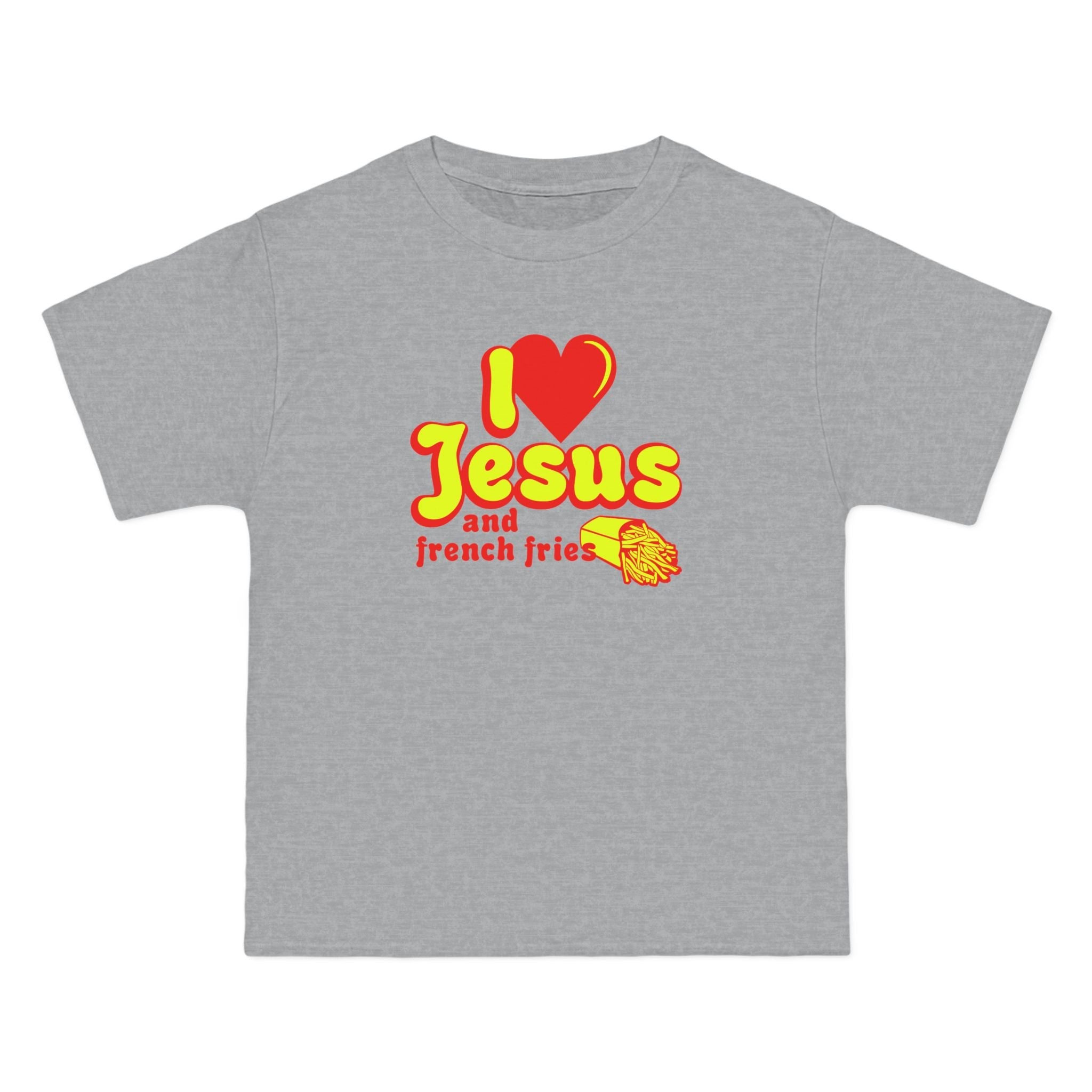 I Heart Jesus (And French Fries) - Men's Heavyweight T-Shirt