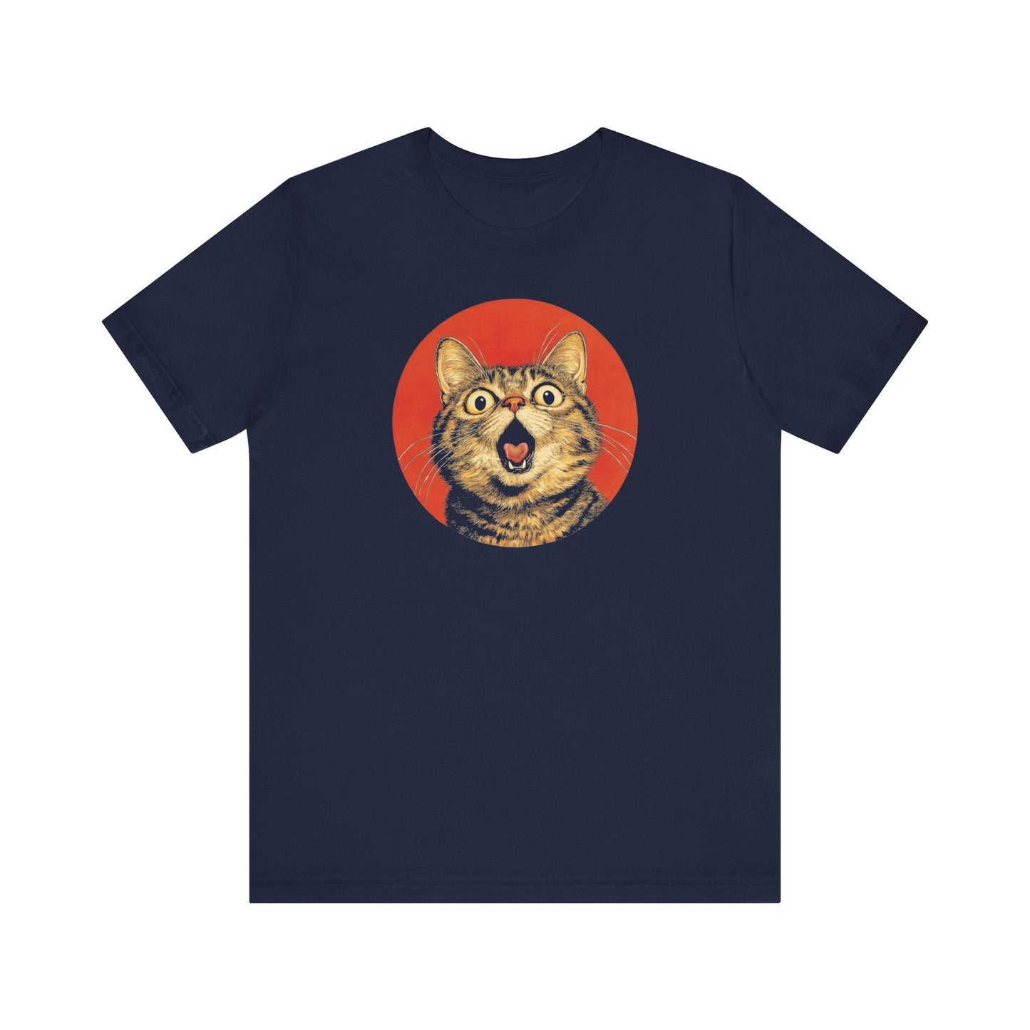 Surprised Cat Graphic Tee Ã¢â‚¬â€œ Bold Vintage Style Cat Lover Shirt