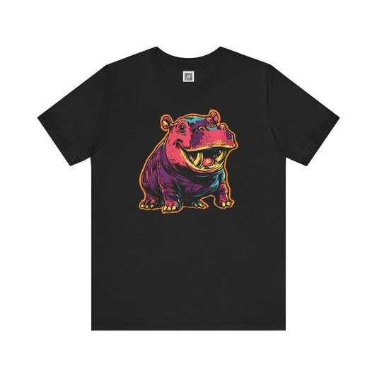 Colorful Hippo Graphic T-Shirt Style002
