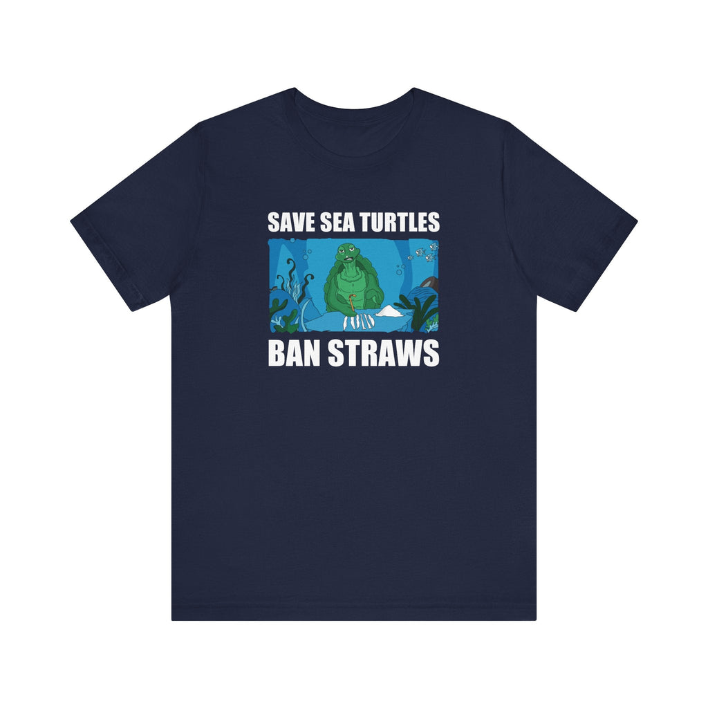 Save Sea Turtles. Ban Straws - Men's T-Shirt