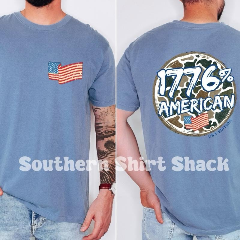 1776 % American Old Camo T shirt  | 4th of July T shirt | Blue Jean comfort colors T shirt top | comfort colors shirt...