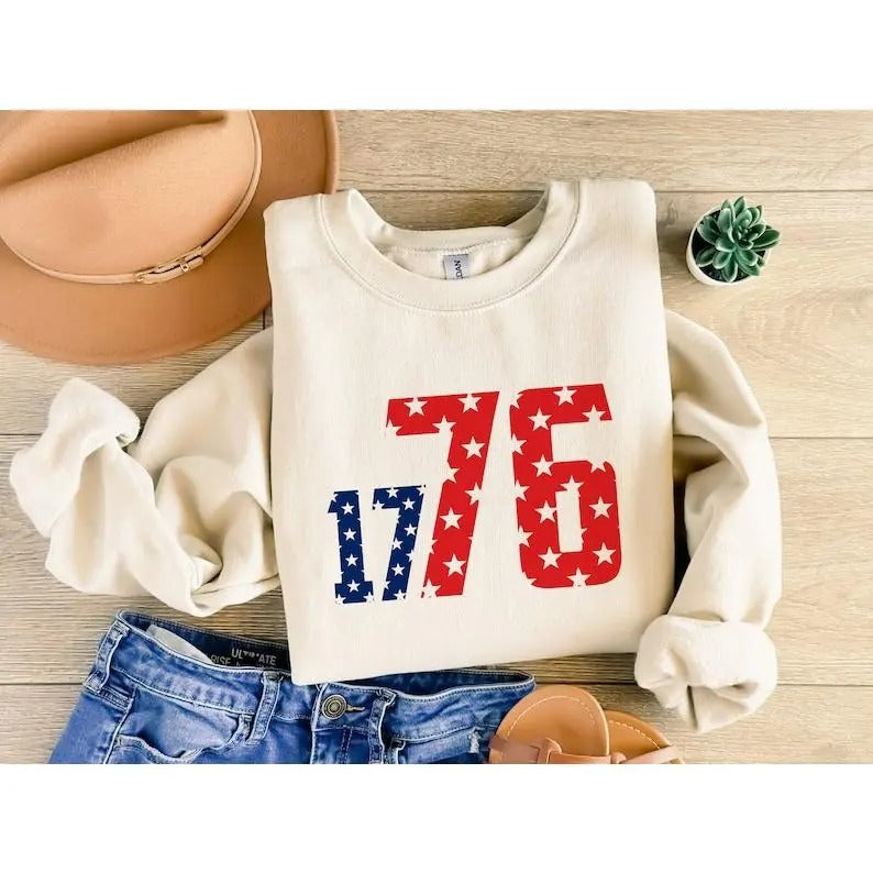 1776 America Independence Day tshirt, 4th of July Patriotic Printed Sweater, Comfy Color Unisex Retro Shirt, Special Gift