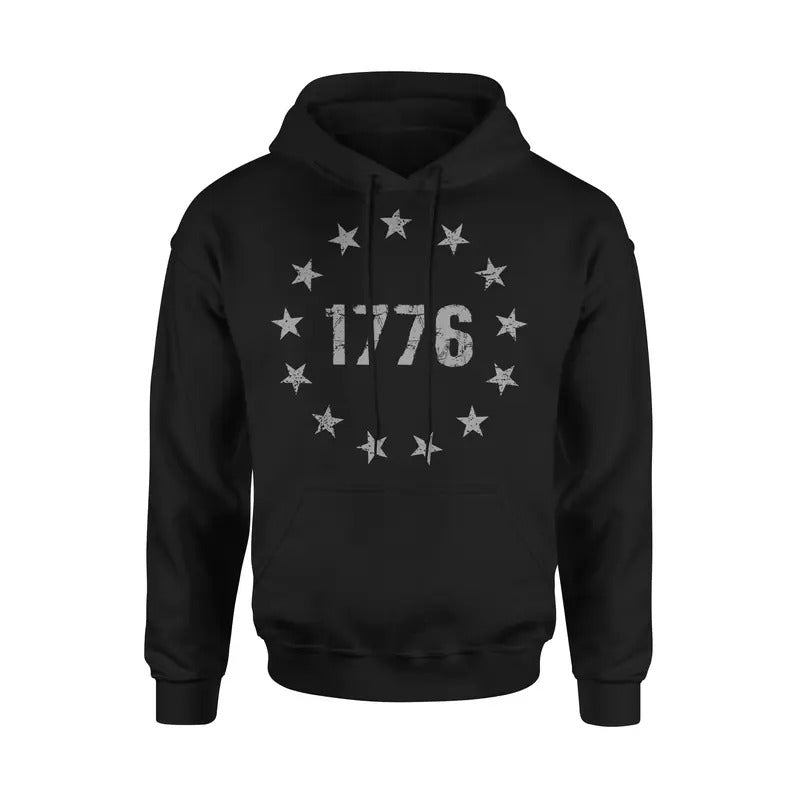 1776 Betsy Ross Flag Patriotic Hoodie Sweatshirt Pullover Menswear Cotton Fabric T-Shirts | UrbanDripWear.com