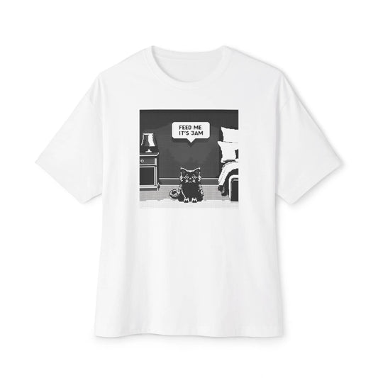 Feed Me ItÃ¢â‚¬â„¢s 3AM Cat T-Shirt Funny Graphic Unisex Oversized Boxy Tee