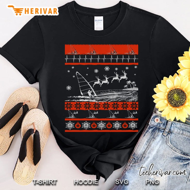 Windsurfing Reindeer Ugly Christmas Sweater