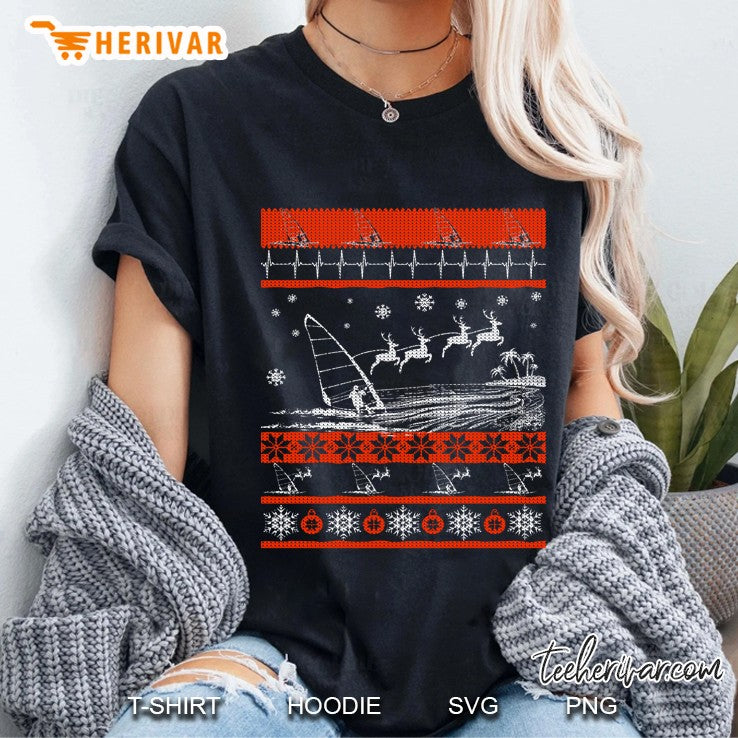 Windsurfing Reindeer Ugly Christmas Sweater