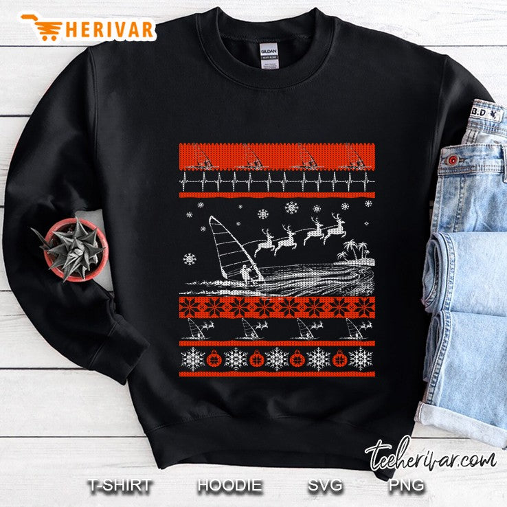 Windsurfing Reindeer Ugly Christmas Sweater