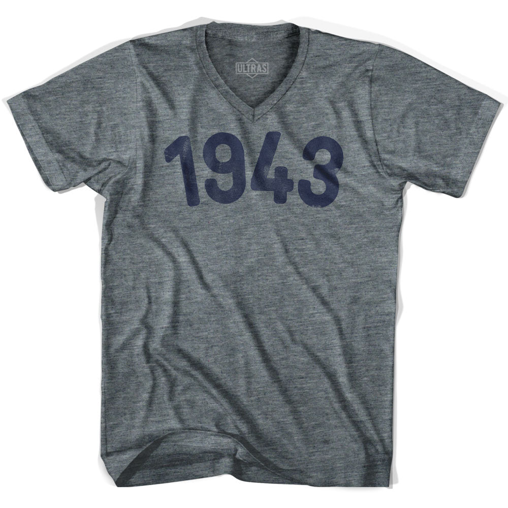 1943 Year Celebration Adult Tri-Blend V-neck Womens T-shirt