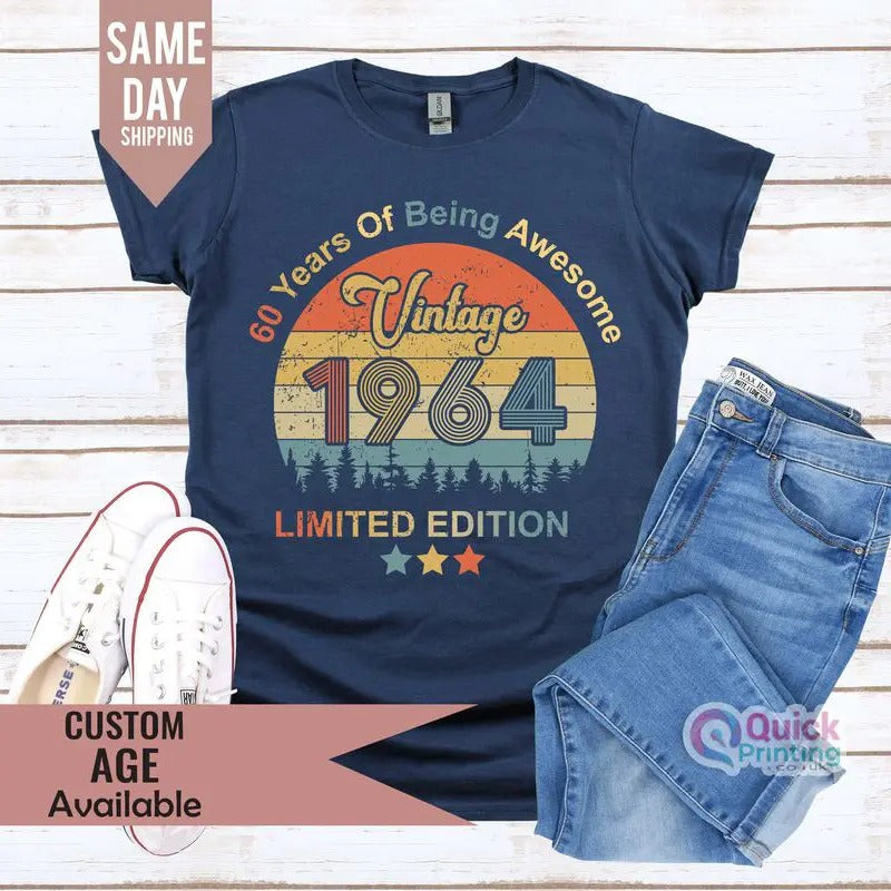 1964 T-shirt, 60th Birthday T-shirt for Men, sixty gift ideas,Vintage 1964 Design Funny Limited Edition Gift for Him Plus...
