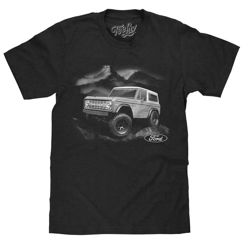 1970s Ford Bronco Mountain T-Shirt - Black Hoodie, Sweatshirt | UrbanDripWear.com