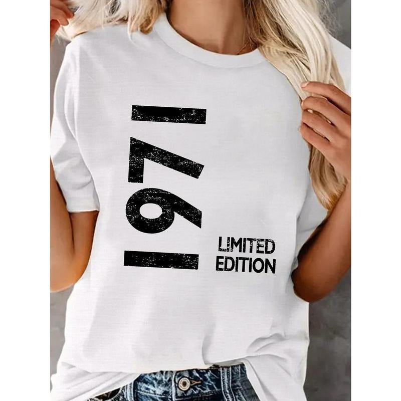 1971 Vintage Print T-Shirt - Women's Casual Crew Neck Short Sleeve Top for Spring & Summer