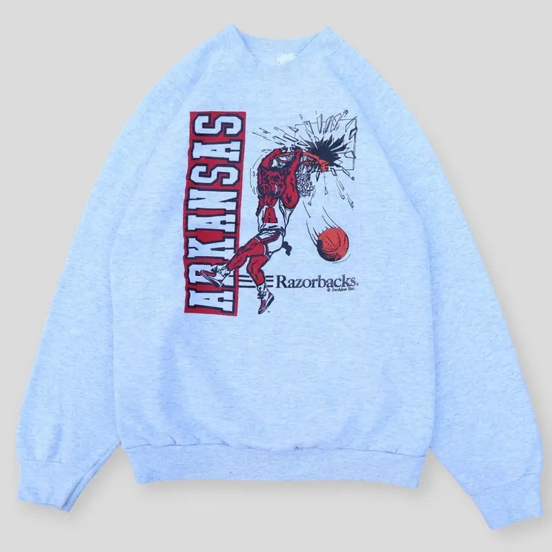 1993 Arkansas Razorbacks Shattered Backboard Crewneck Basic Sweatshirt Cotton T-Shirts, Hoodie | UrbanDripWear.com
