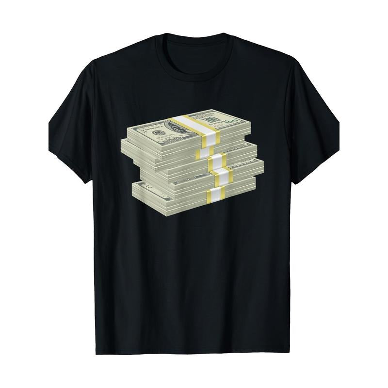 1pc Boho Style Men'S T-Shirt with Stacked Banknote Dollar Print