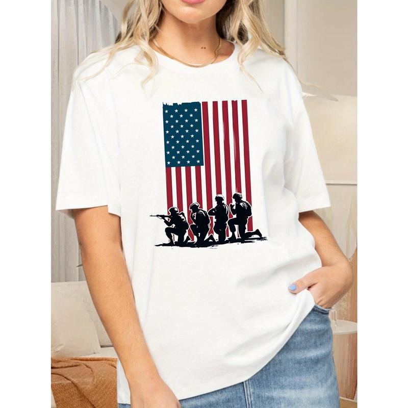 1pc Women's Patriotic Memorial Day T-Shirt