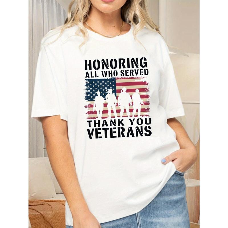 1pc Women's Patriotic Veteran Appreciation Cotton T-Shirt