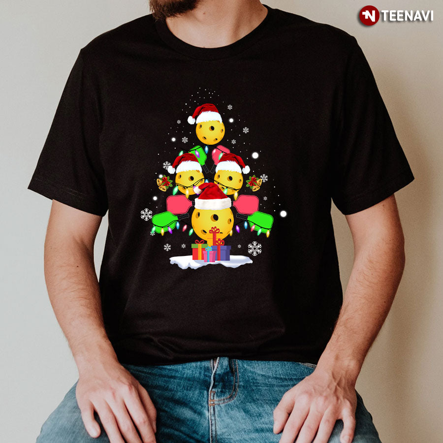 Pickleball Christmas Tree Ugly Sweater Santa Paddleball Lover T-Shirt