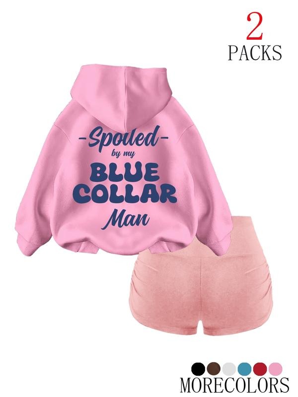 2 Piece Set Women's Fashion Hooded Drawstring Sweatshirt, Casual Loose-Fitting Thick Fabric for Daily Wear & Fitness,...