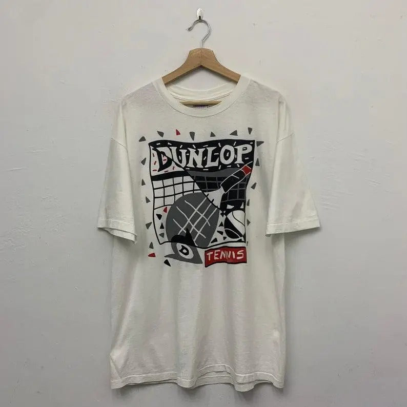 2 Sided Large Vintage Dunlop Tennis Tee - St. Peters Grand Slam Tennis Camp Shirt in Size Large, T-Shirt, Sweatshirt,...