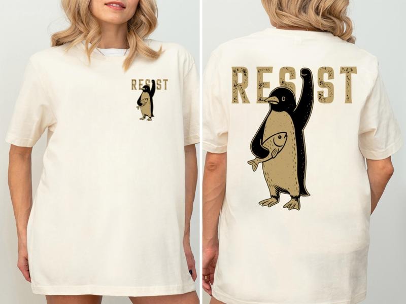 2 Sided Resist Penguin Unisex T-Shirt, Graphic Tees, Women's shirt Hoodie, Sweatshirt | UrbanDripWear.com