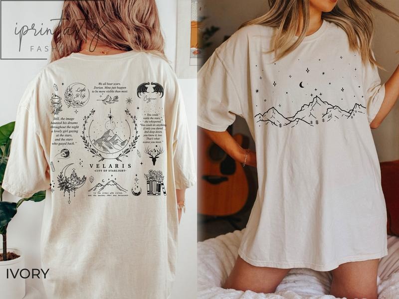 2 Slide Design,  SJM graphics t-shirt, Velaris shirt, SJM T-shirt, A Court of Thorns and Roses Court, iprintasty, SJM fan shirt, Sjm merch