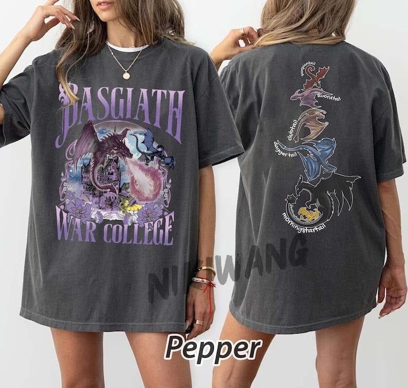 2 Slide Design, Vintage Basgiath War College T-Shirt, Fourth Wing T-shirt, Dragon Rider Shirt, Violet Sorrengail, Xaden...