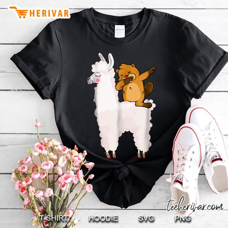 Beaver Dabbing Rides Llama Ugly Christmas Sweater