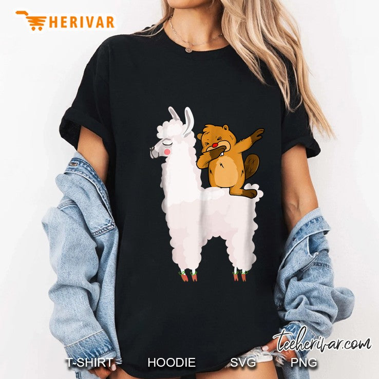 Beaver Dabbing Rides Llama Ugly Christmas Sweater