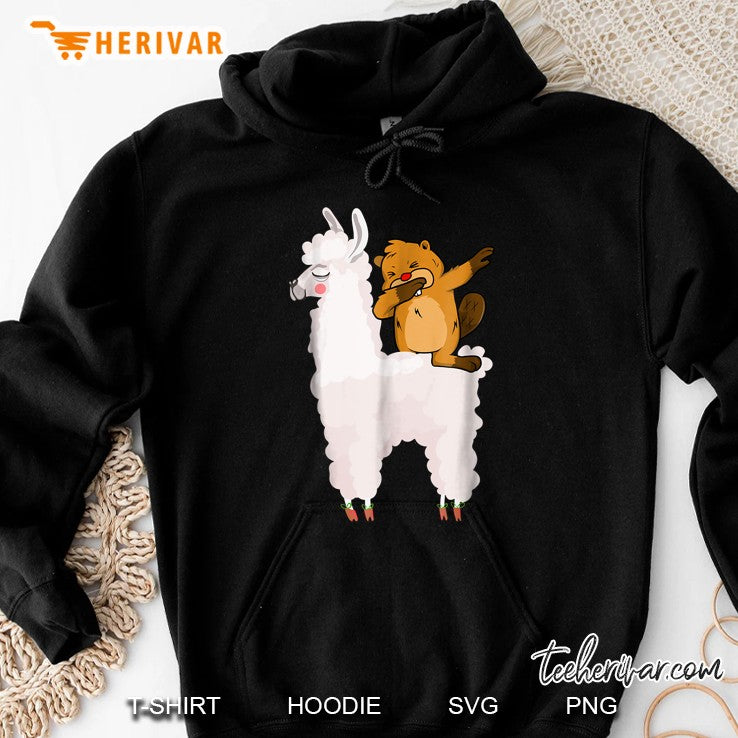 Beaver Dabbing Rides Llama Ugly Christmas Sweater