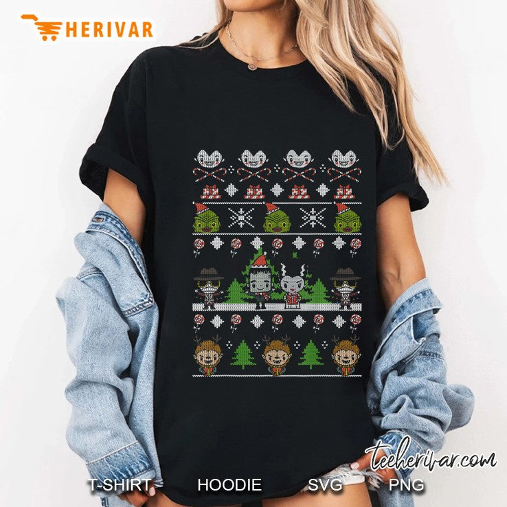 Universal Monsters Christmas Group Ugly Sweater Style