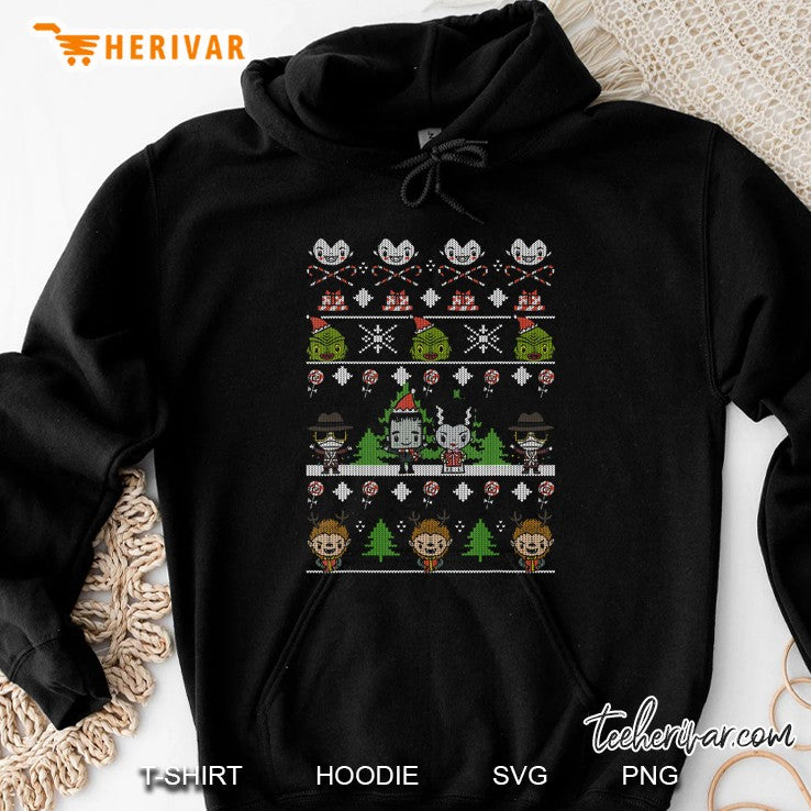 Universal Monsters Christmas Group Ugly Sweater Style