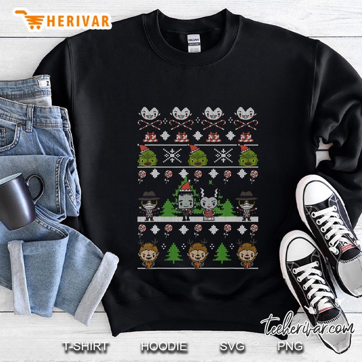 Universal Monsters Christmas Group Ugly Sweater Style