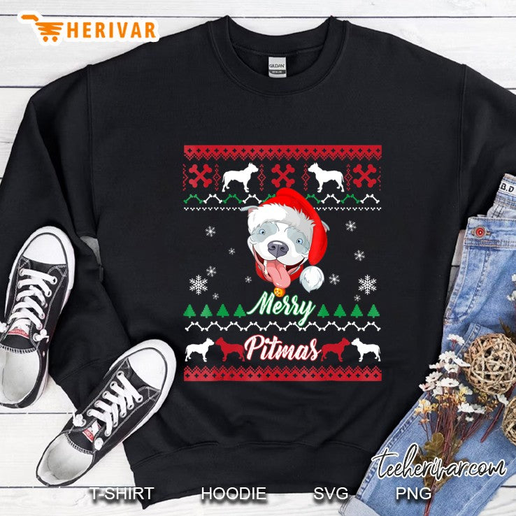 Pit Bull Ugly Sweater-Merry Pitmas-Pit Bull Christmas Shirt