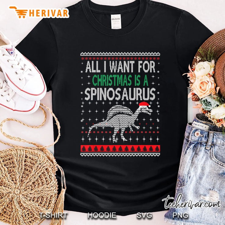 Spinosaurus Dinosaur Christmas Ugly Sweater Style Funny
