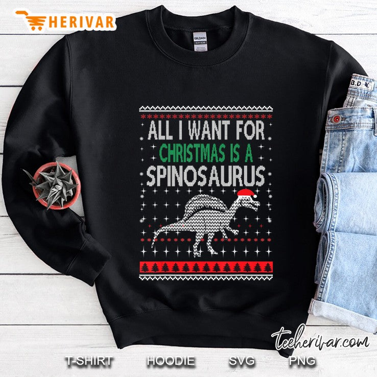 Spinosaurus Dinosaur Christmas Ugly Sweater Style Funny