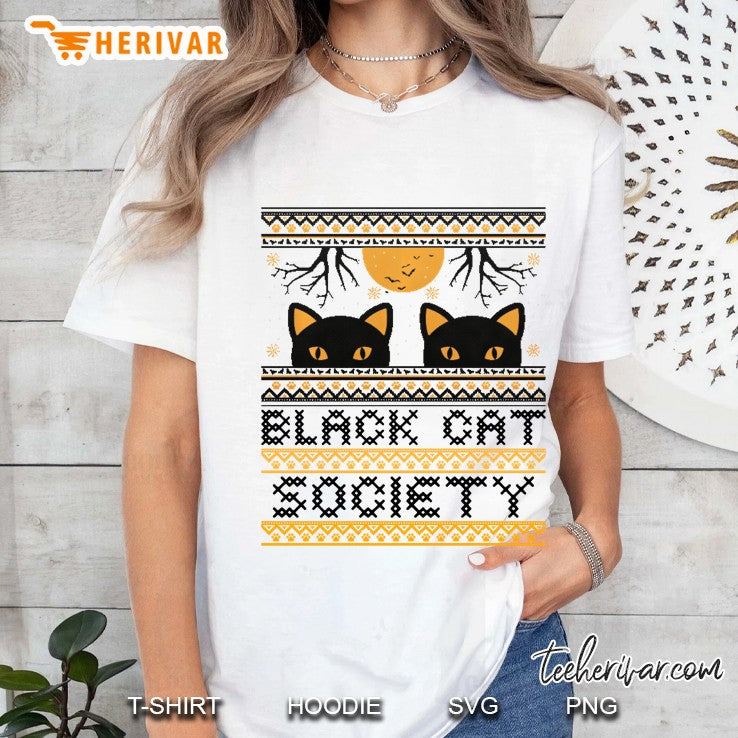 Black Cat Society Halloween Ugly Sweater