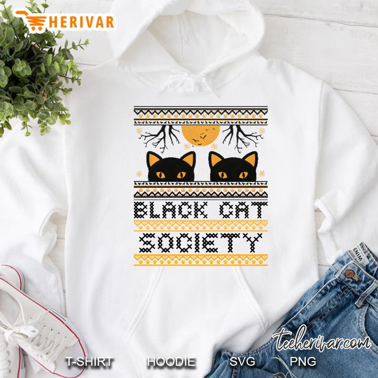 Black Cat Society Halloween Ugly Sweater