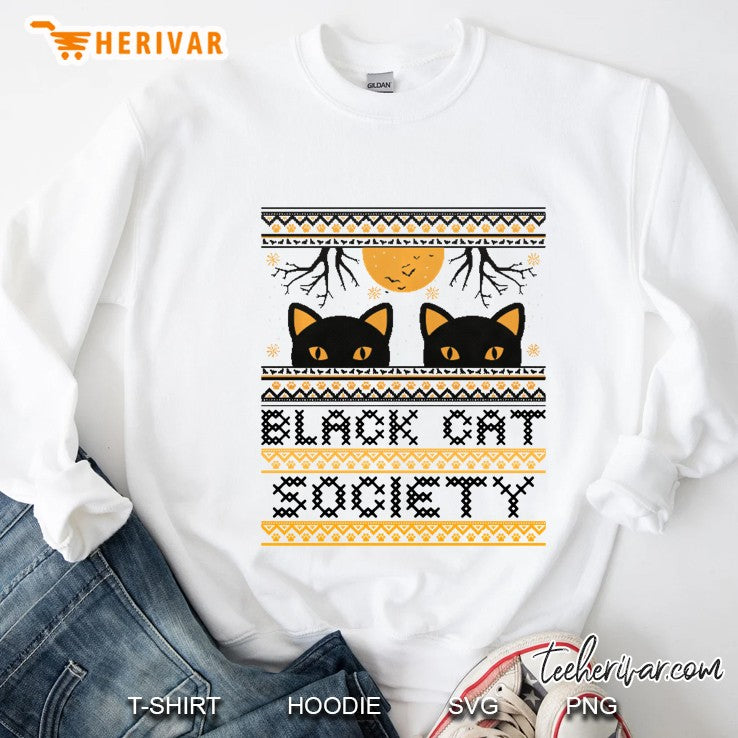 Black Cat Society Halloween Ugly Sweater