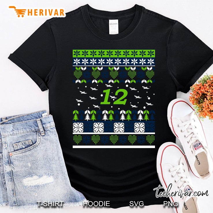 12 Flying Seahawks Ugly Christmas Sweater