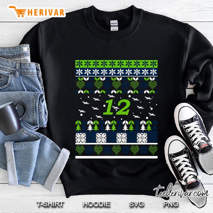12 Flying Seahawks Ugly Christmas Sweater