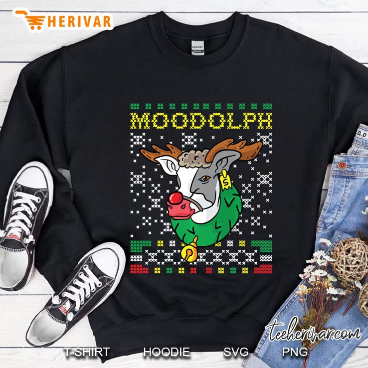 Moodolph Moo Cow Reindeer Ugly Christmas Sweater Farmer