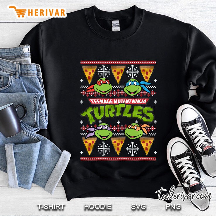 Tmnt Ugly Christmas Sweater With Pizza