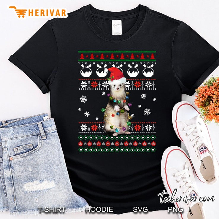 Cute Ferret Ugly Sweater Christmas Light Pajama Gift