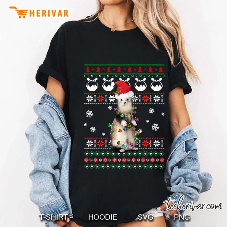 Cute Ferret Ugly Sweater Christmas Light Pajama Gift