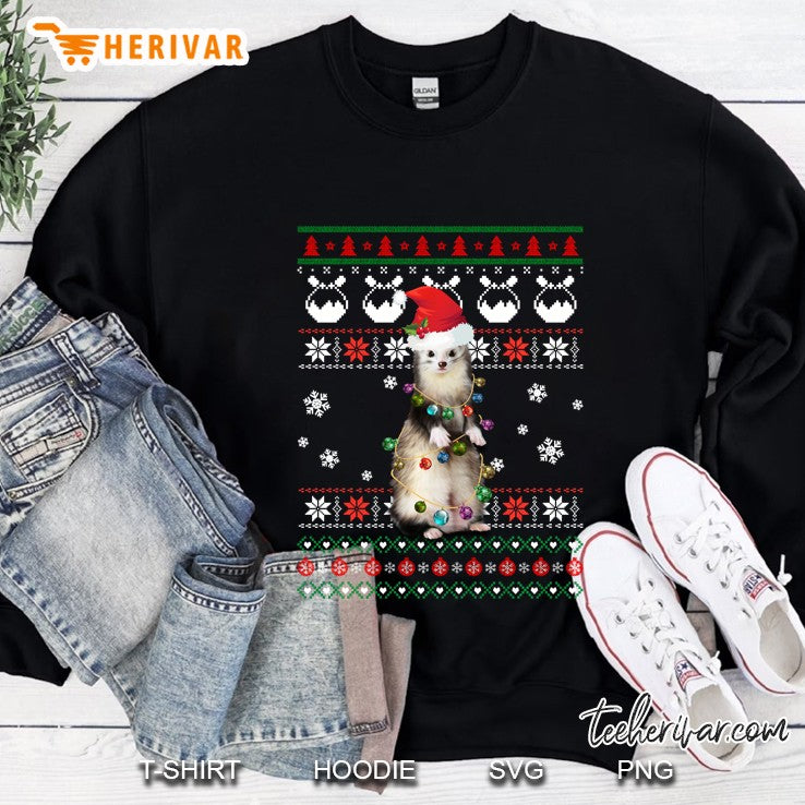 Cute Ferret Ugly Sweater Christmas Light Pajama Gift