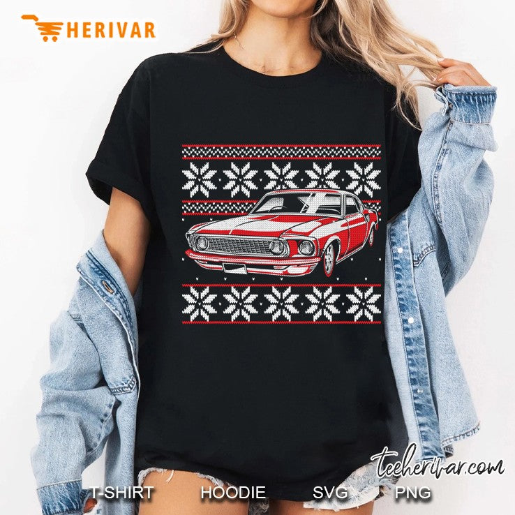 Vintage American Muscle Car Guy Ugly Christmas Sweater Style