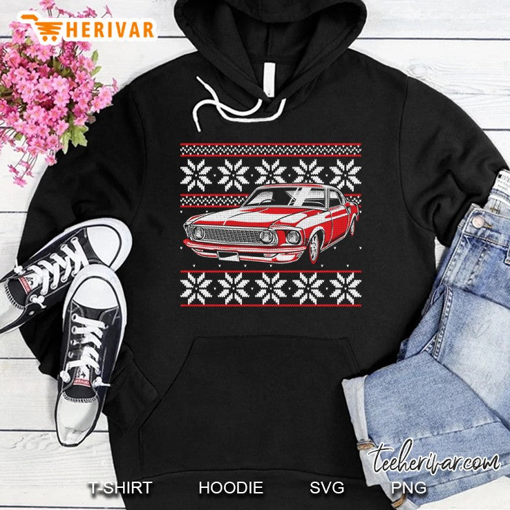 Vintage American Muscle Car Guy Ugly Christmas Sweater Style