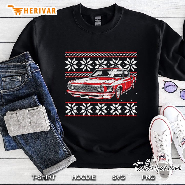 Vintage American Muscle Car Guy Ugly Christmas Sweater Style