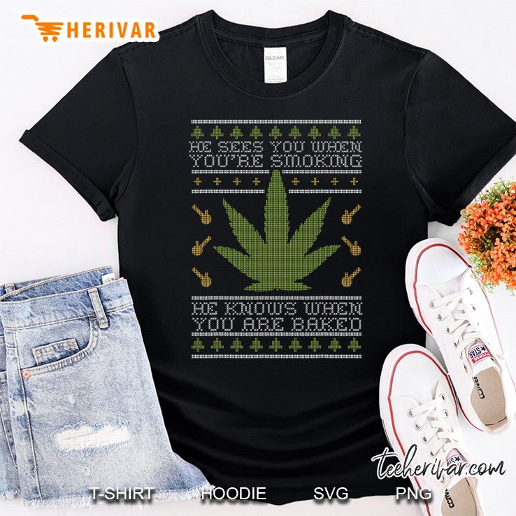 Get Baked Weed Ugly Christmas Sweater Xmas Marijuana Meme