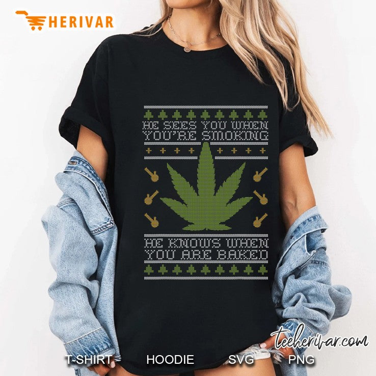 Get Baked Weed Ugly Christmas Sweater Xmas Marijuana Meme